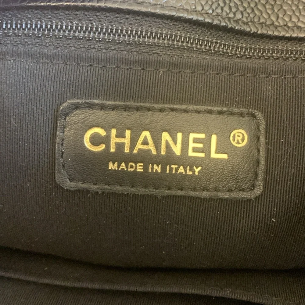 Chanel Petite Caviar tote black gold authentic “ needs strap rings “